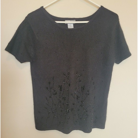 Urban Works Womens Beaded Pullover Sweater Angora Rabbit Hair Blend Size Medium - Picture 1 of 7